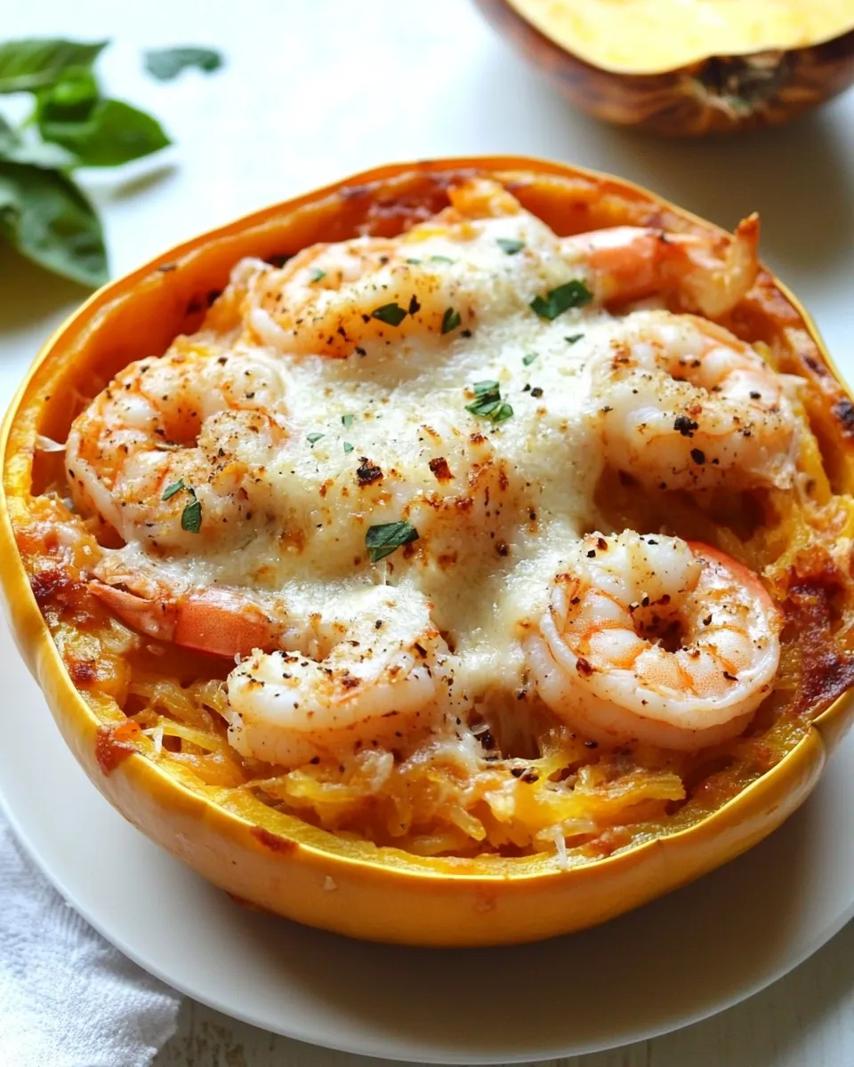 Homemade Skinny Shrimp Parmesan Spaghetti Squash photo