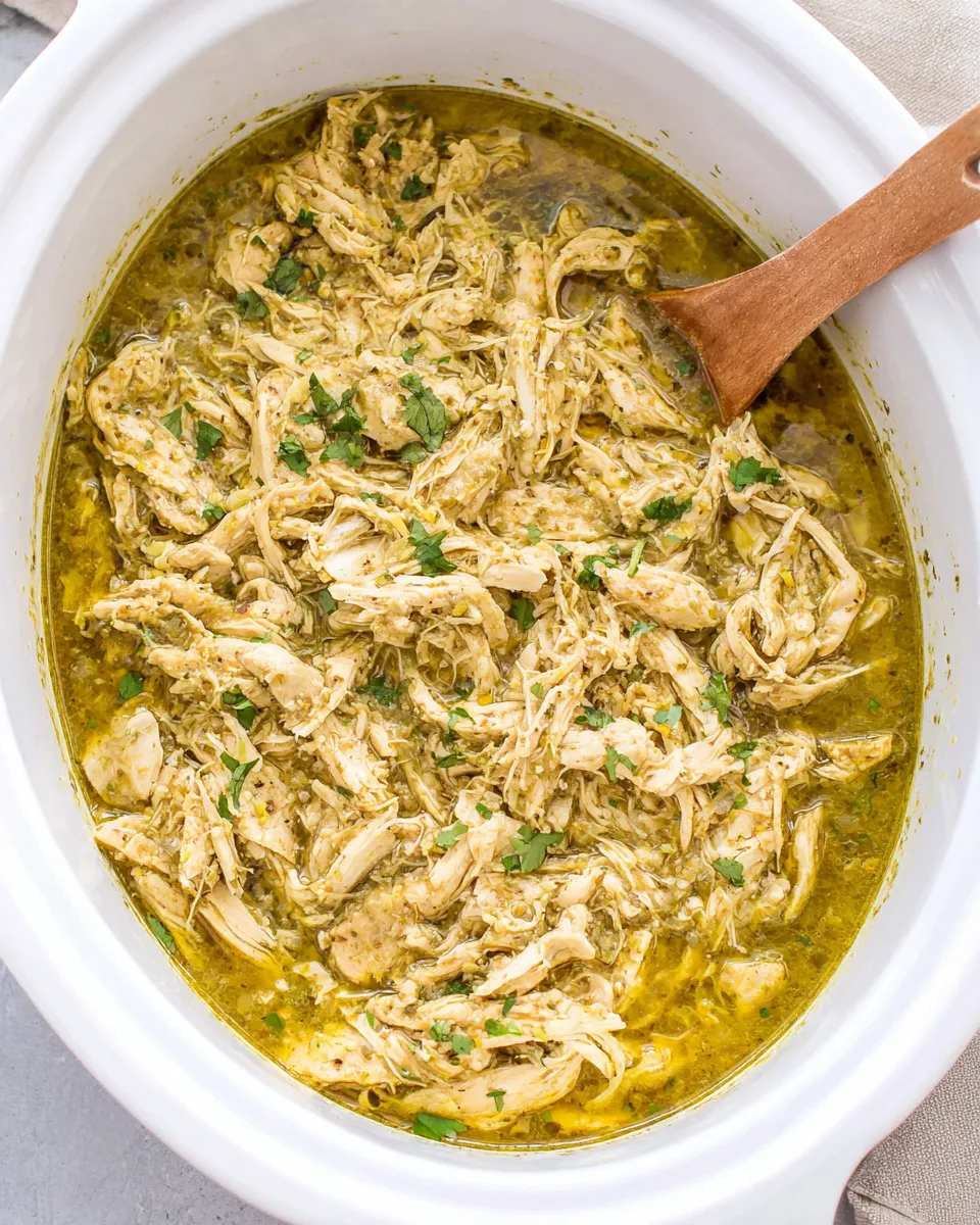 Easy Slow Cooker Salsa Verde Chicken food shot
