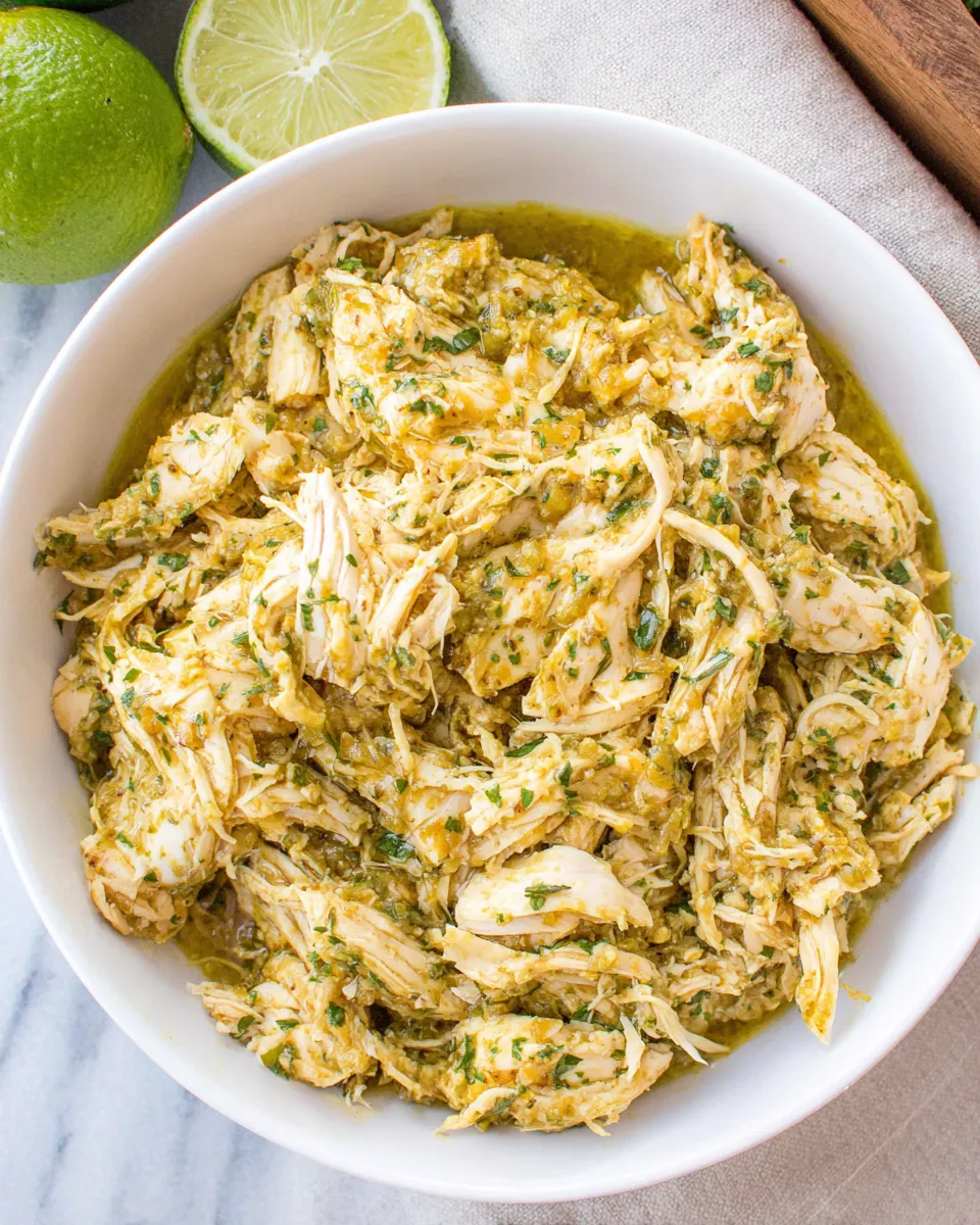 Delicious Slow Cooker Salsa Verde Chicken plate image