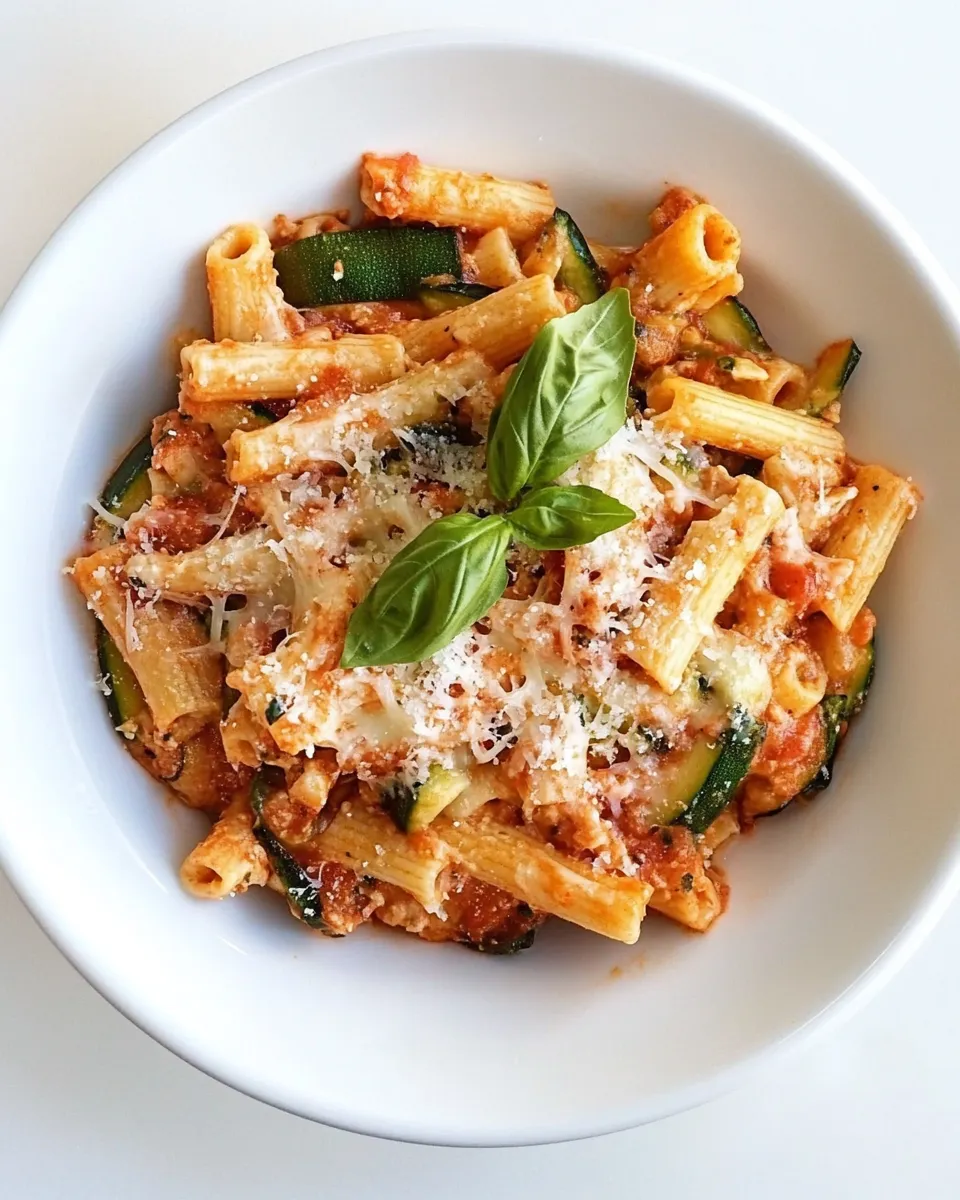 Delicious Slow Cooker Zucchini Ziti plate image