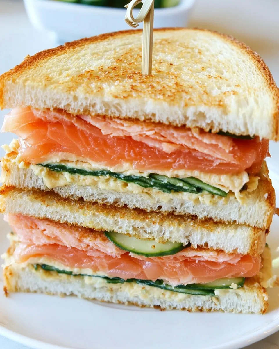 Homemade Smoked Salmon Club Sandwich photo