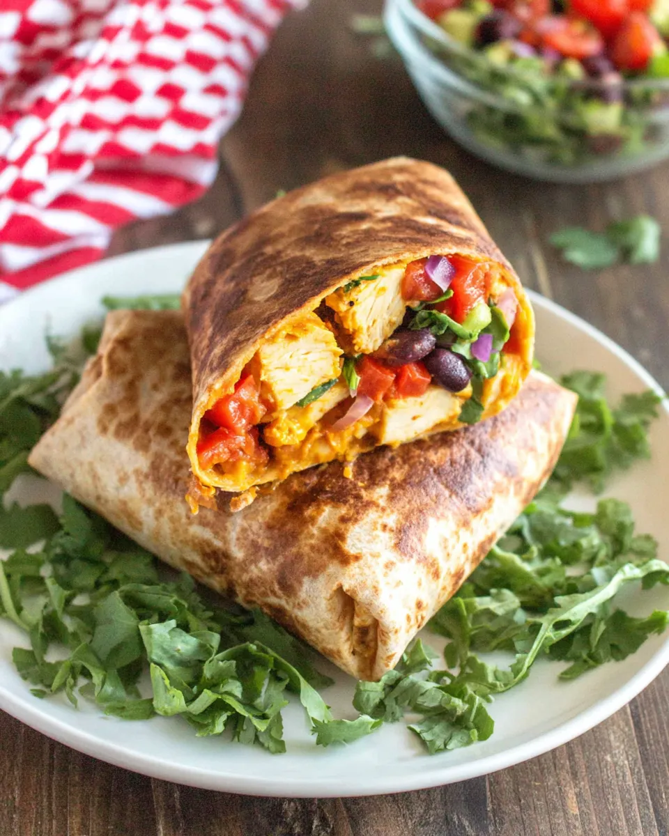 Easy Southwest Chicken Hummus Wrap food shot