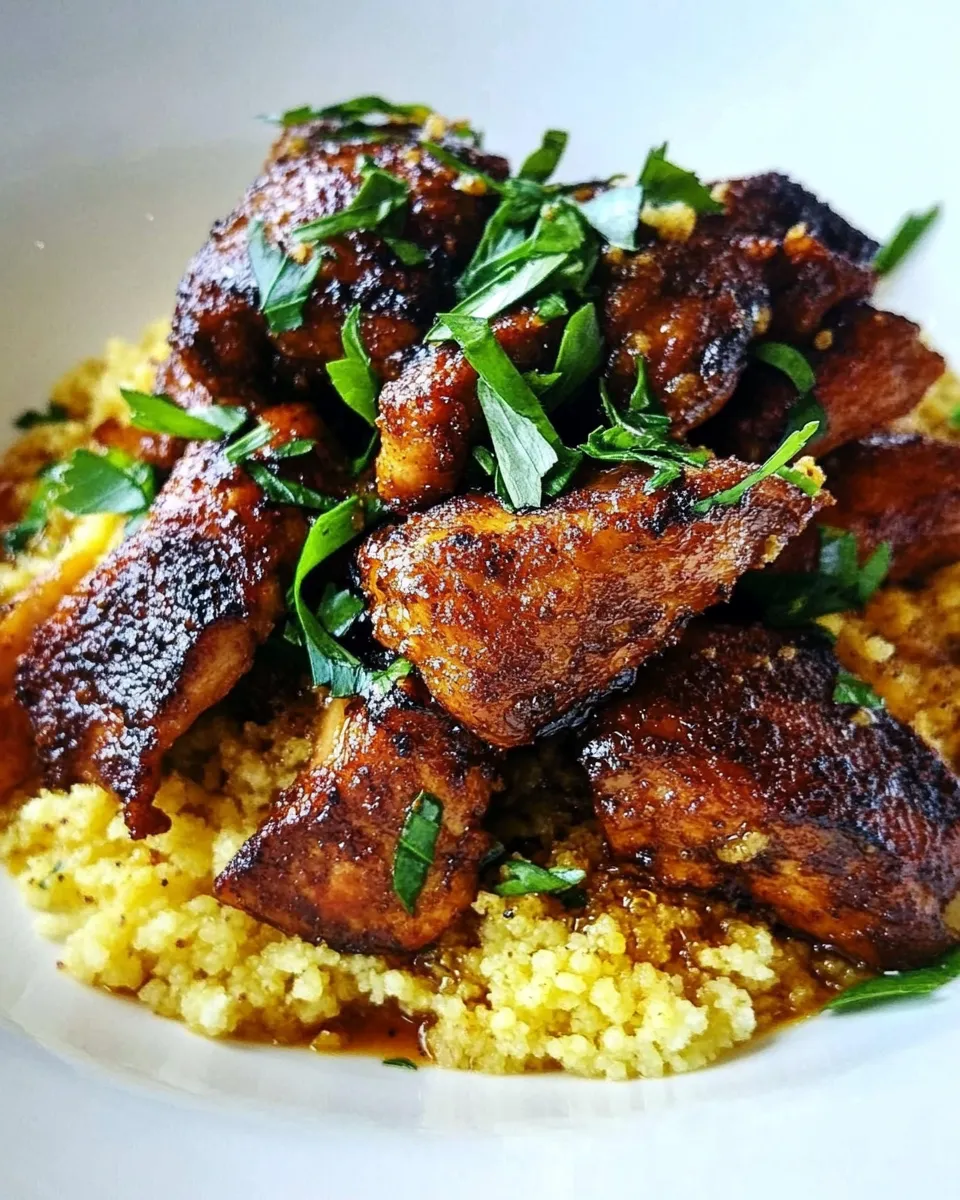 Easy Soy and Honey Chicken with Couscous plate image