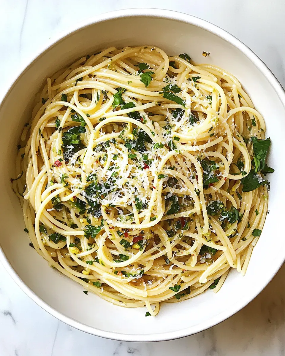 Delicious Spaghetti Aglio E Olio food shot