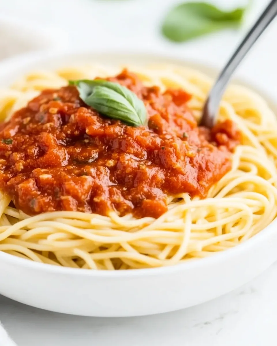 Delicious Spaghetti Marinara food shot