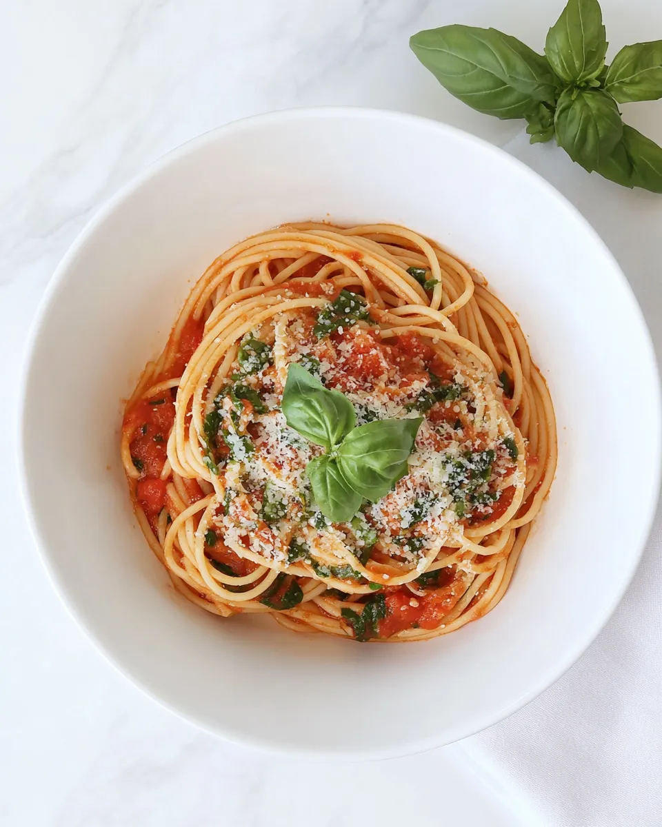 Delicious Spaghetti Pomodoro shot