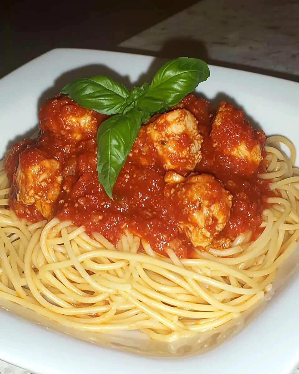 classic Spaghetti Rigati with Chicken and Tomato Sauce image