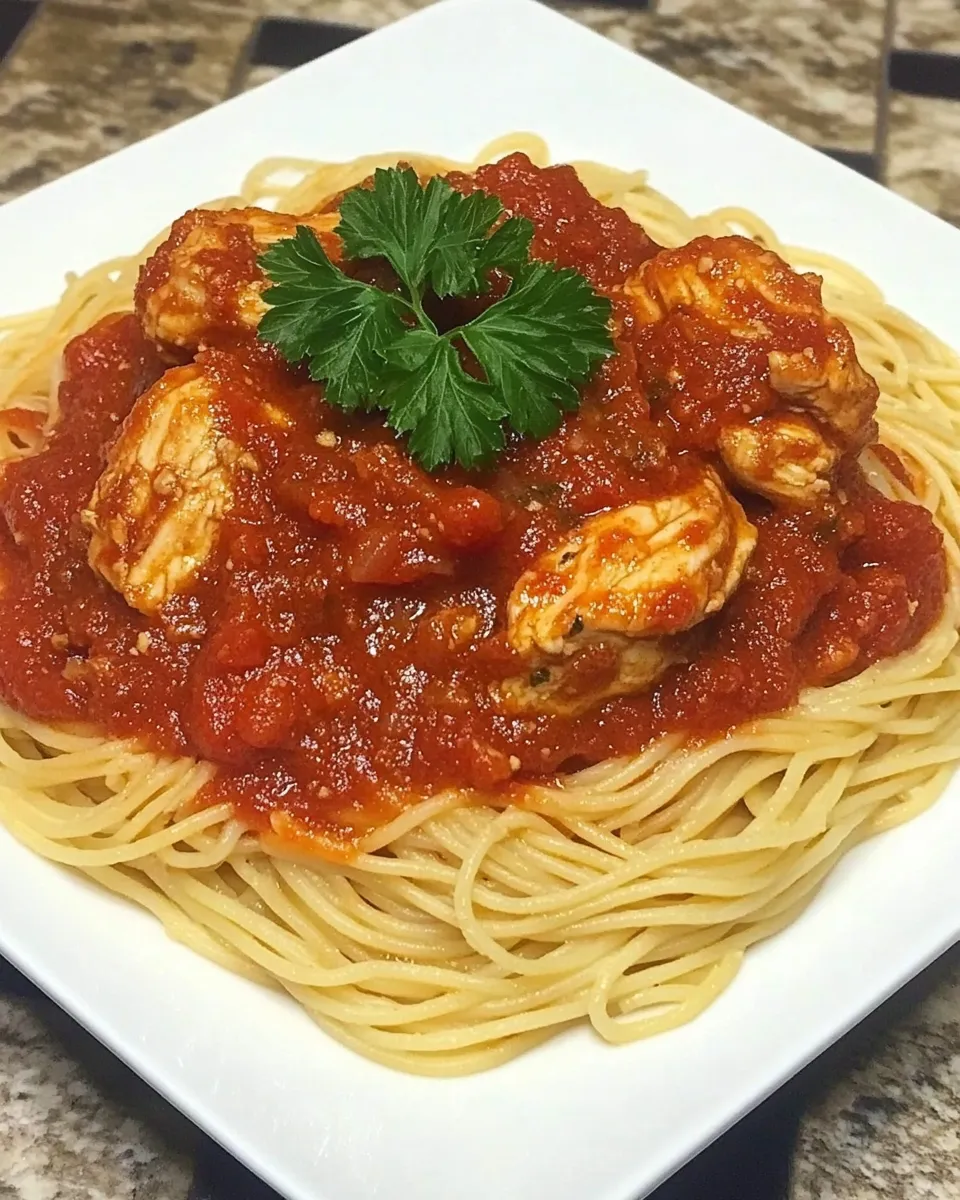 easy Spaghetti Rigati with Chicken and Tomato Sauce recipe photo