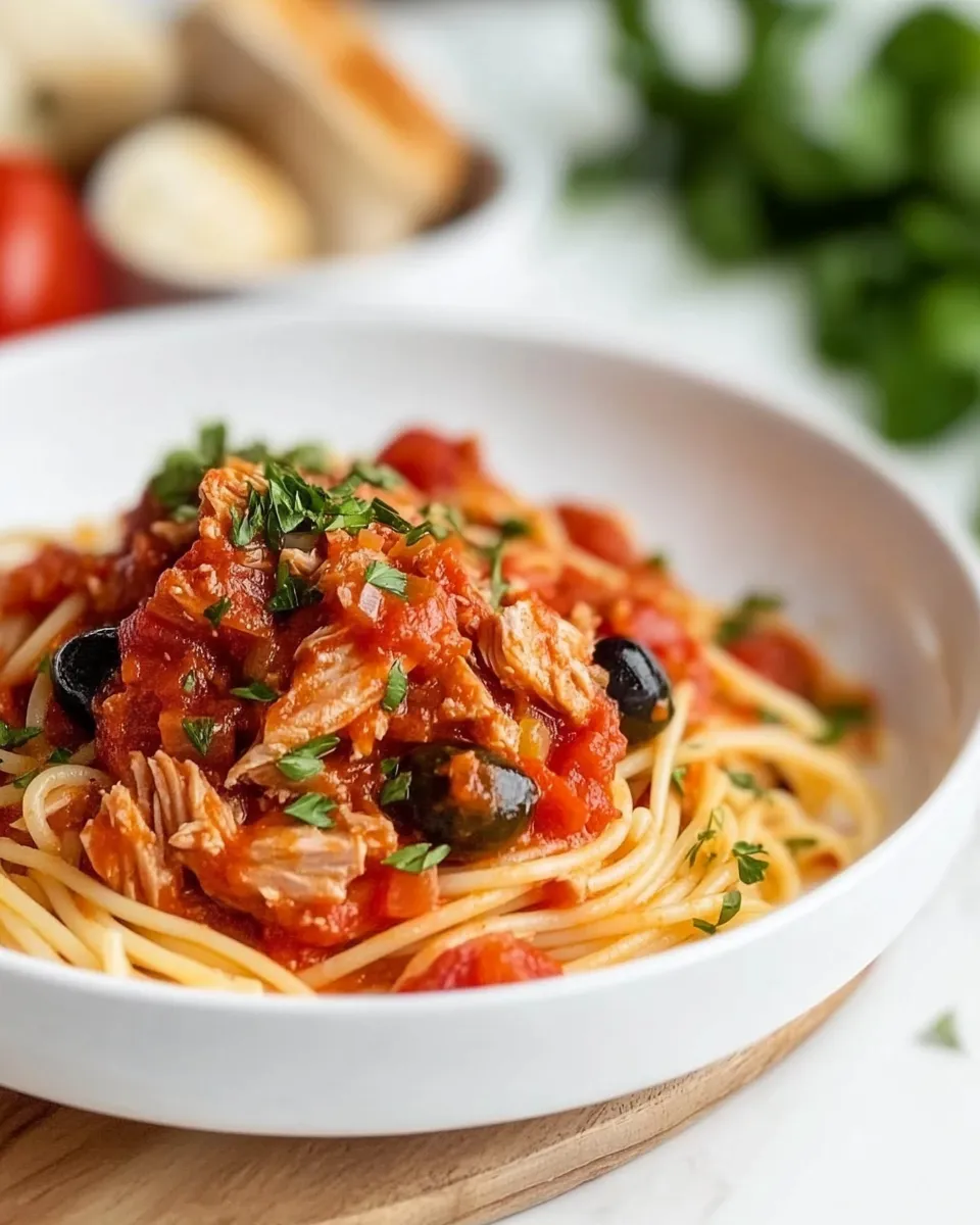 Easy Spaghetti Tuna Puttanesca recipe photo