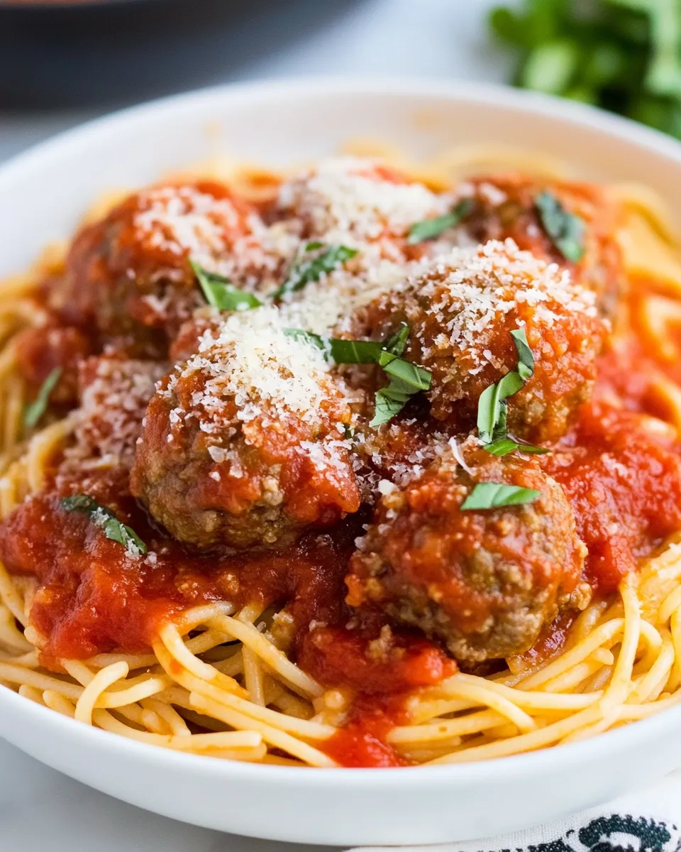 Delicious Spaghetti and Meatball Recipe shot