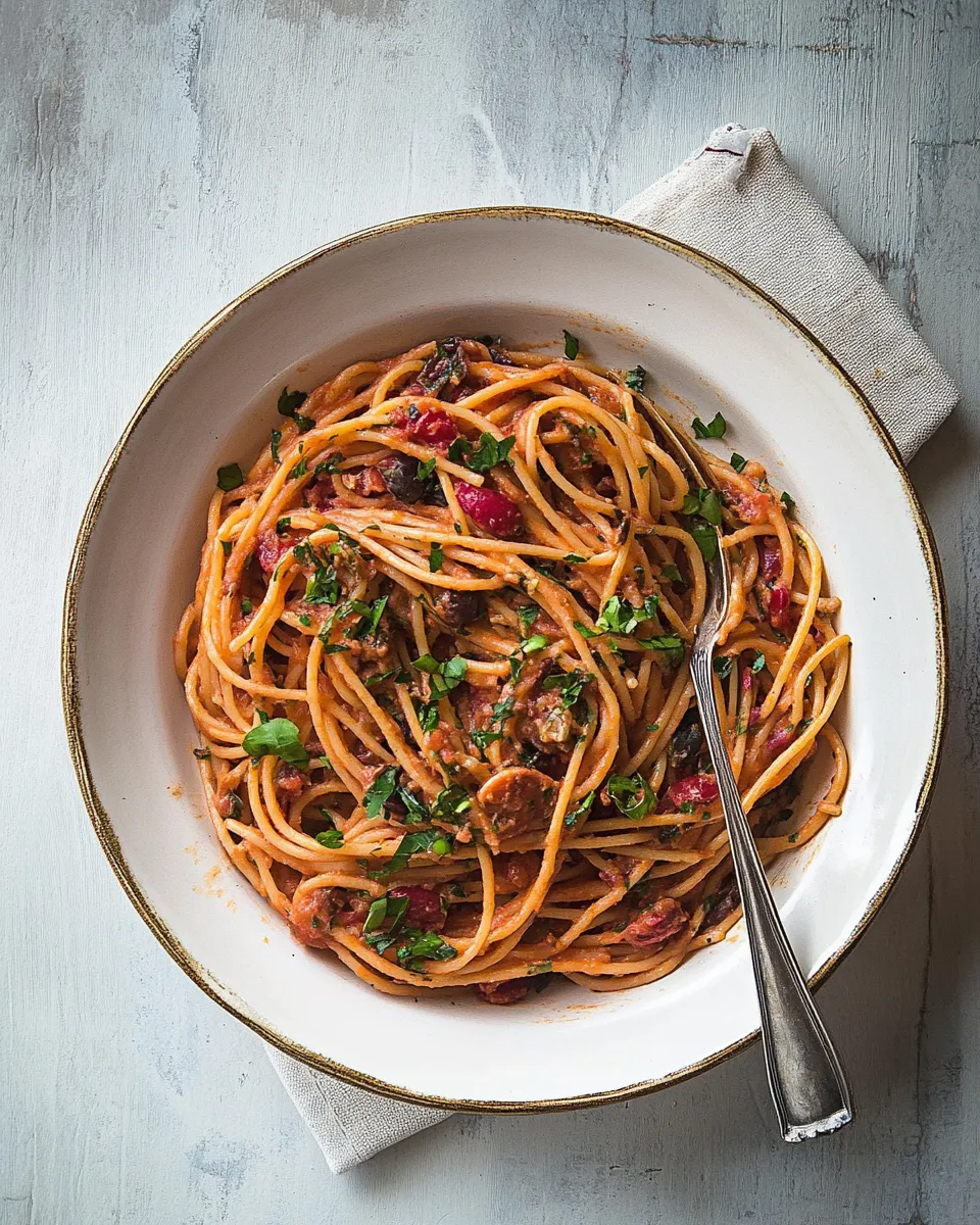 Classic Spaghetti puttanesca recipe image