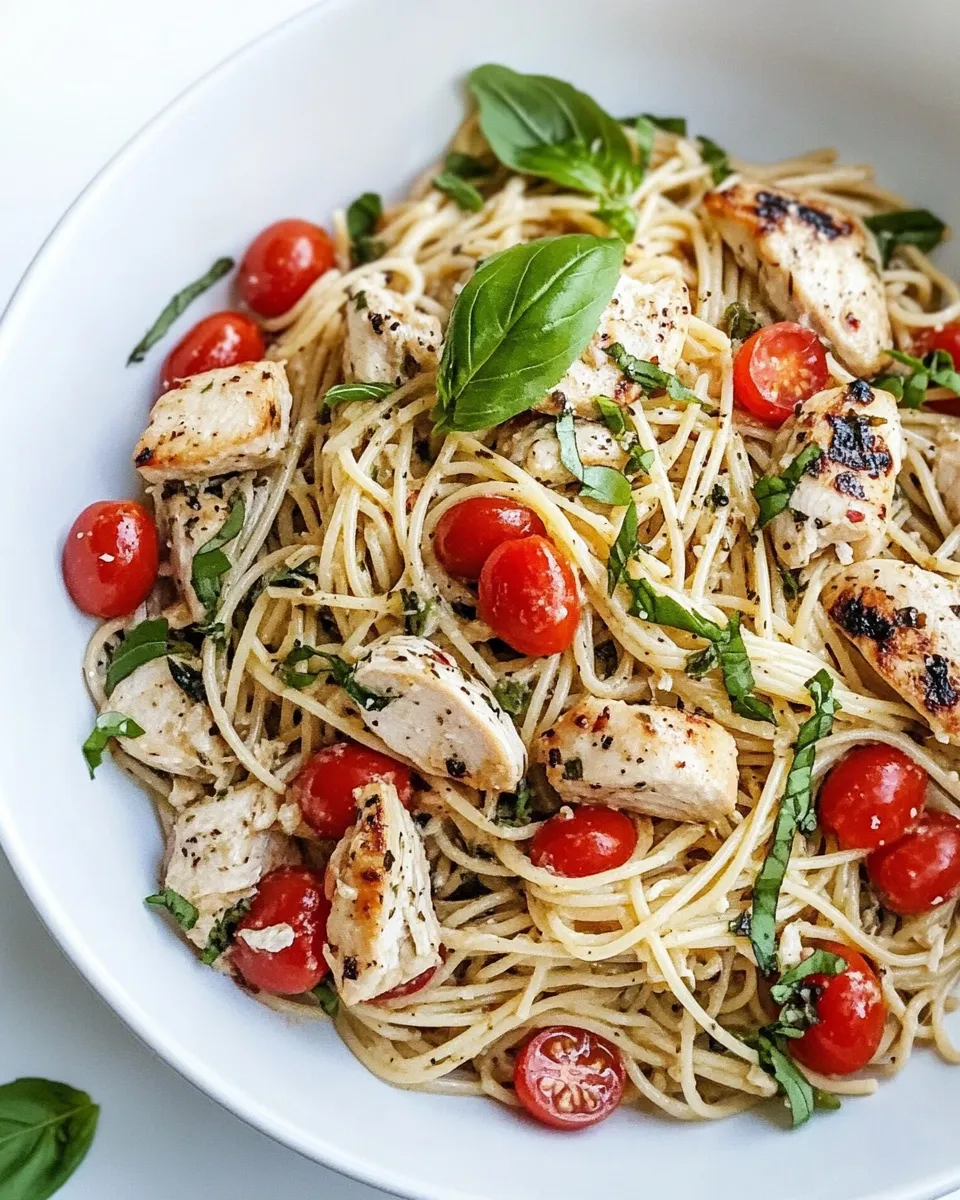 Easy Spaghetti with Chicken and Grape Tomatoes recipe photo