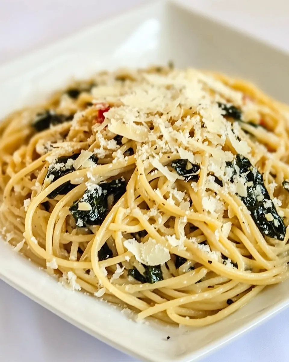 Easy Spaghetti with Garlic, Chard, and Cheese recipe photo