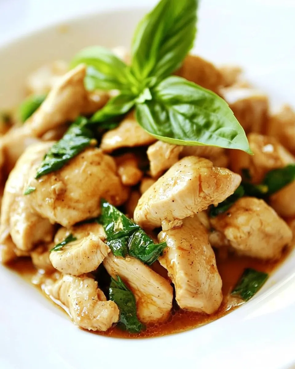 Easy Spicy Basil Chicken dish photo