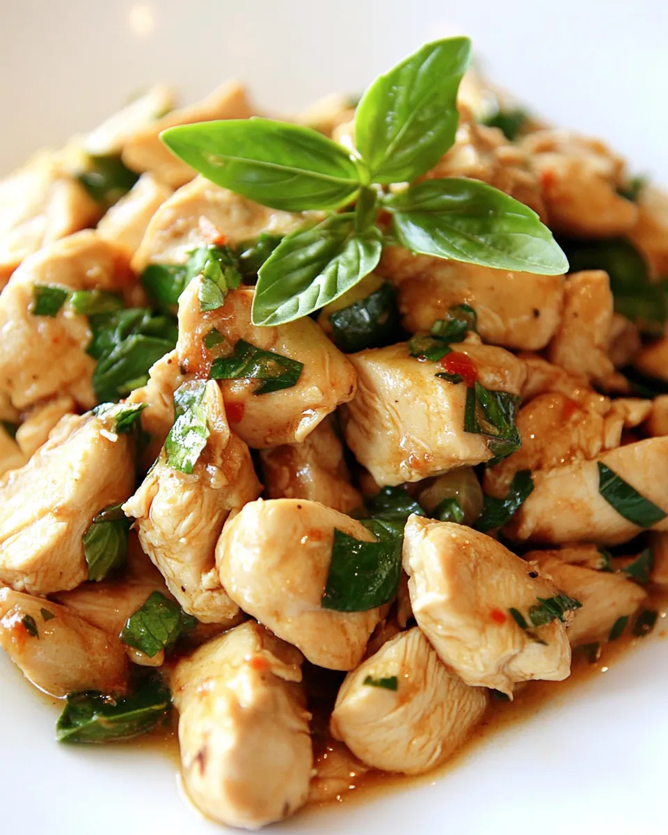Delicious Spicy Basil Chicken food shot