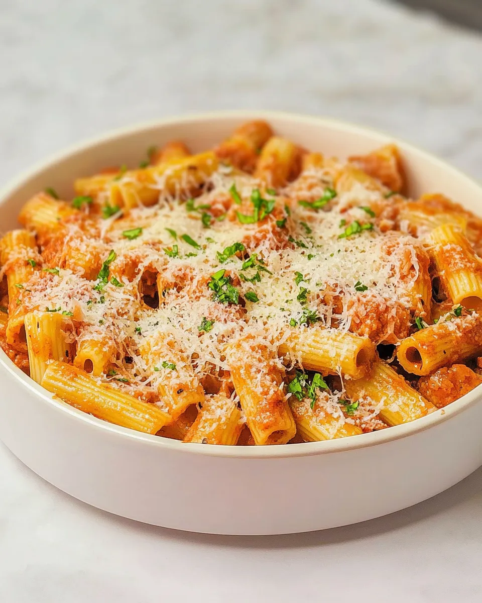 Delicious Spicy Chicken Rigatoni shot