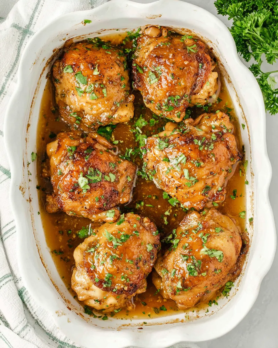 Delicious Spicy Honey Garlic Chicken Thighs food shot