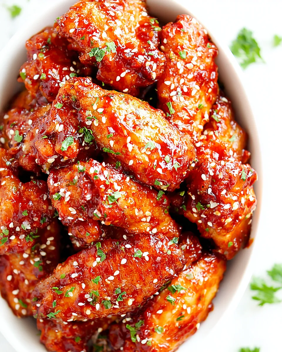 Easy Spicy Korean Chicken Wings food shot