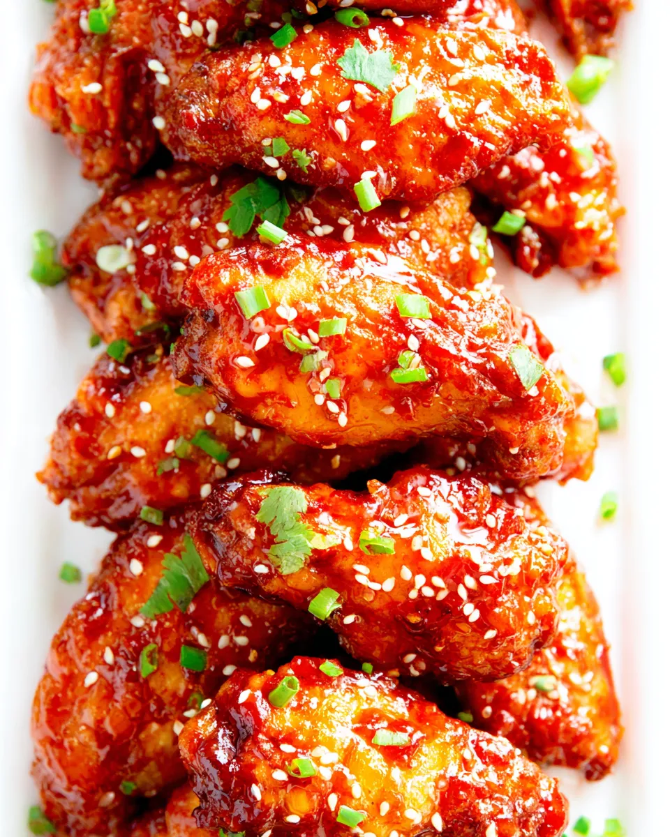 Delicious Spicy Korean Chicken Wings plate image