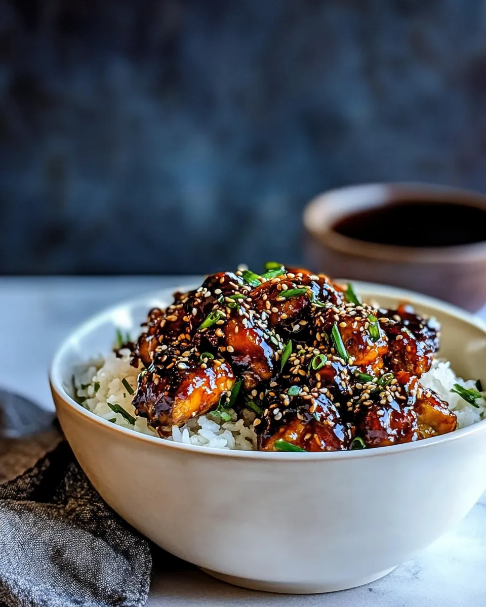 Easy Spicy Sesame Chicken and Ginger Rice. recipe image