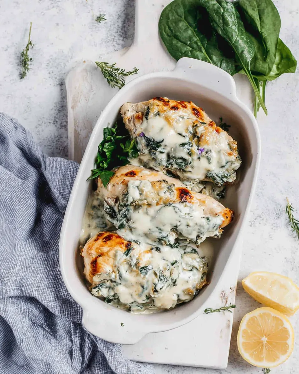 Delicious Spinach-Artichoke-Greek Yogurt Chicken food shot