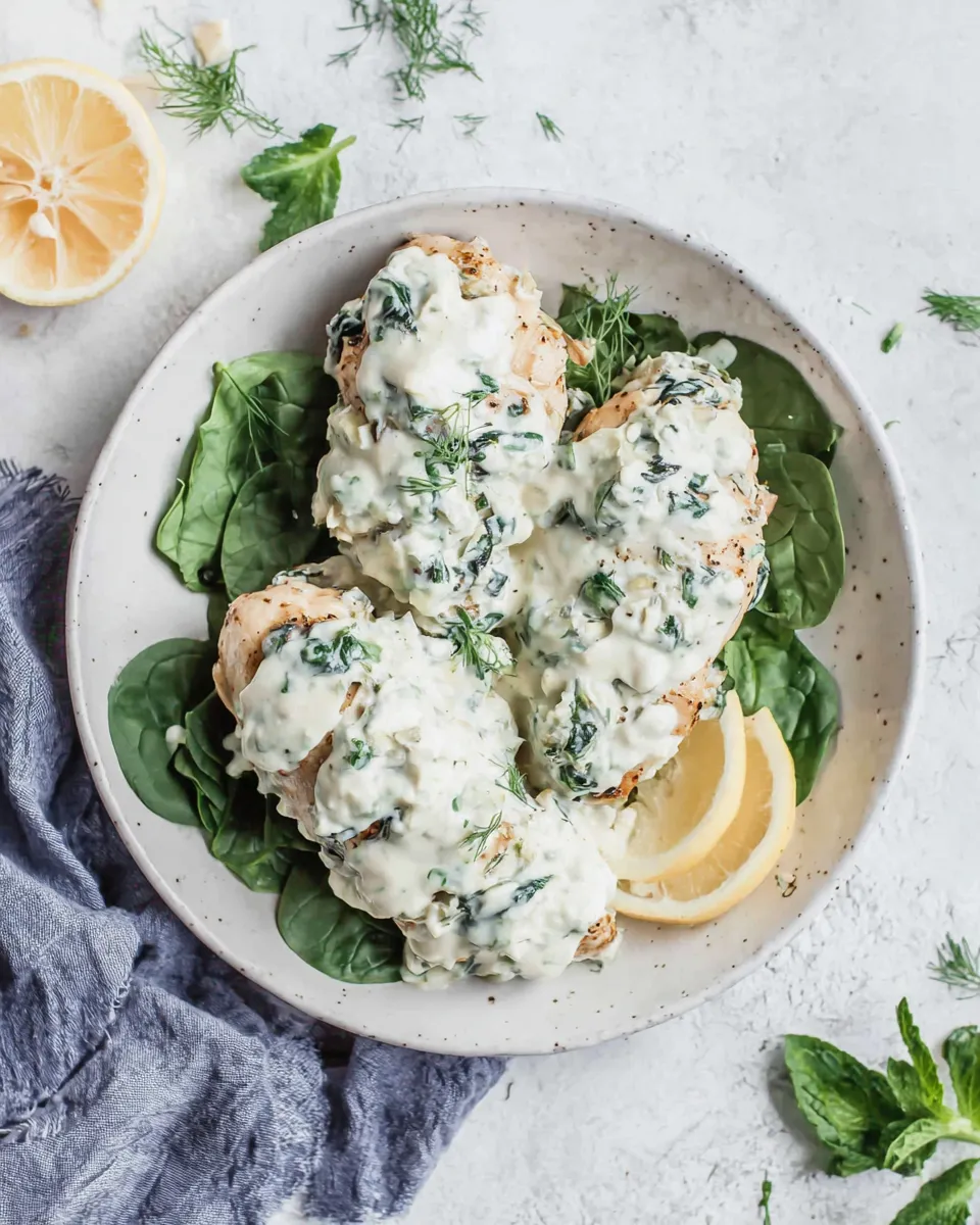 Healthy Spinach-Artichoke-Greek Yogurt Chicken recipe image