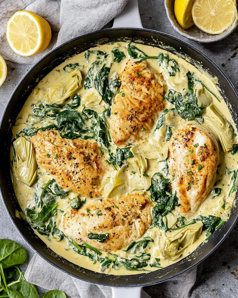 Delicious Spinach Artichoke Chicken plate image