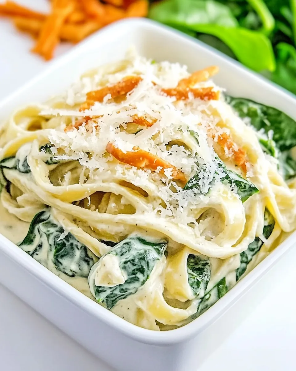 Delicious Spinach Artichoke Fettuccine Alfredo dish photo