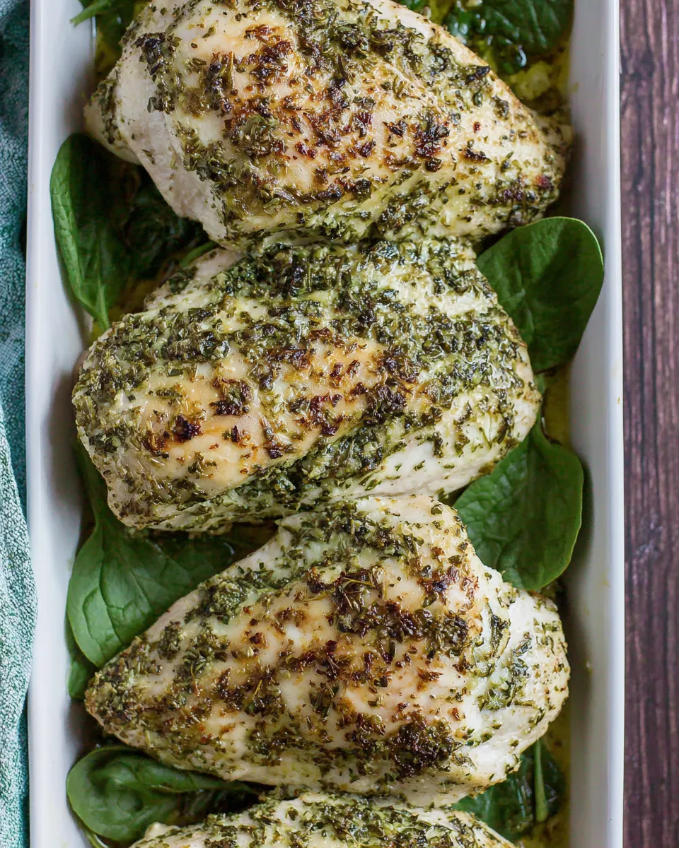 Homemade Spinach Herb Baked Chicken Recipe photo