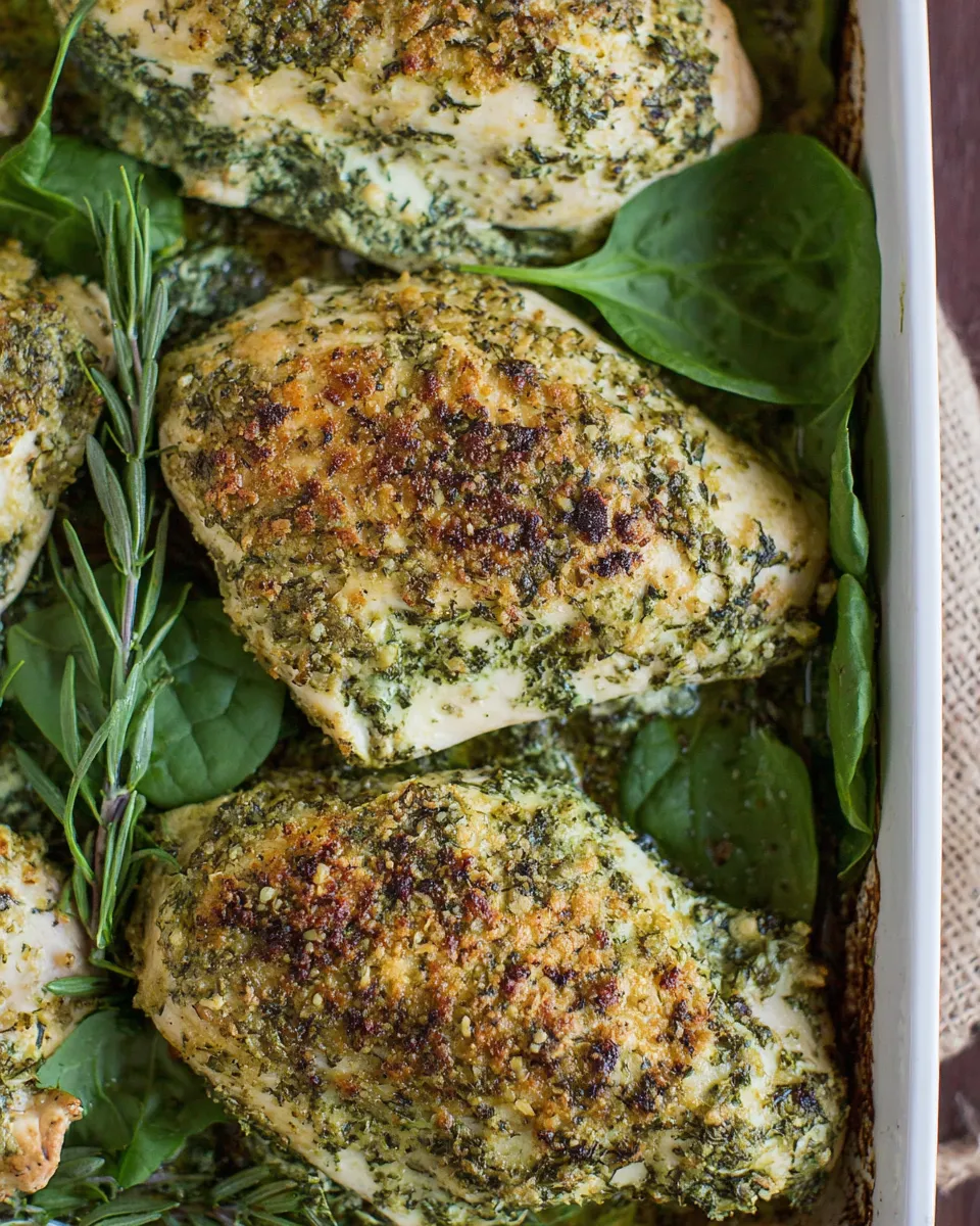 Classic Spinach Herb Baked Chicken Recipe image