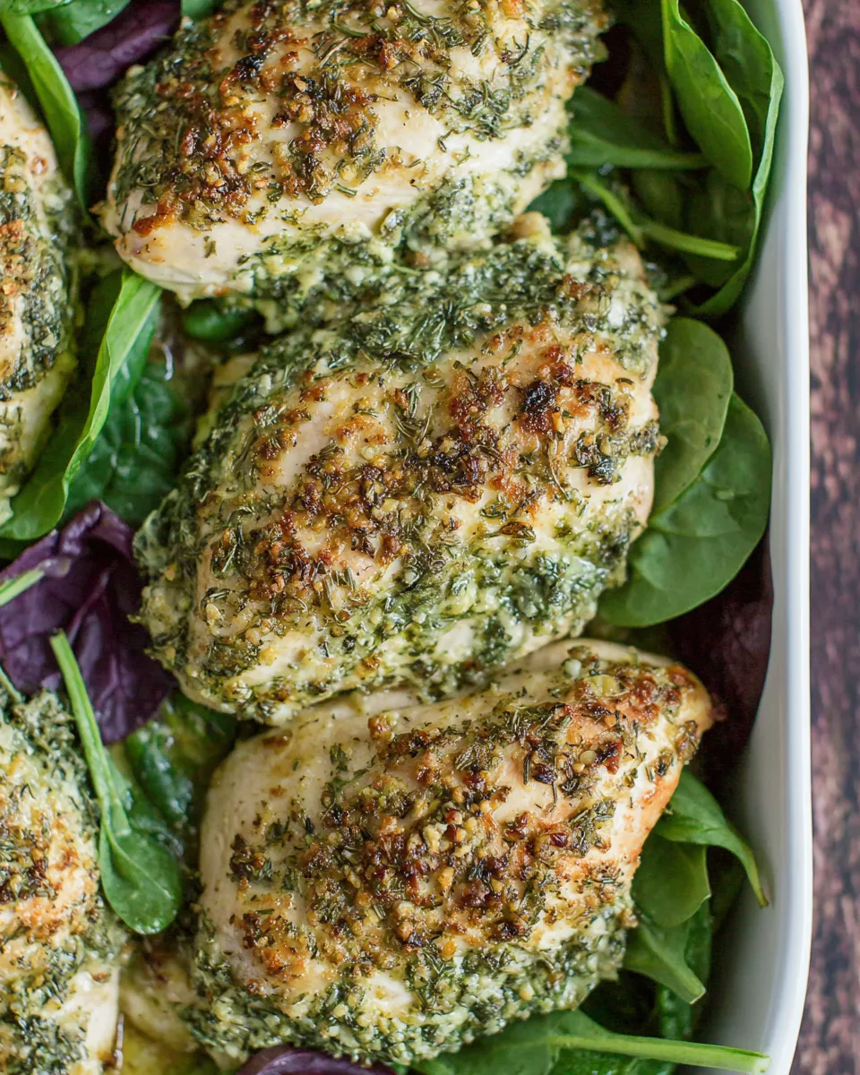 Delicious Spinach Herb Baked Chicken Recipe dish photo