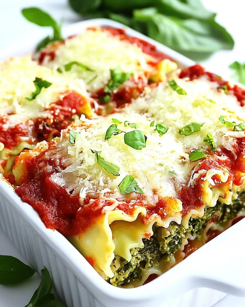 Delicious Spinach Lasagna Roll Ups Recipe plate image