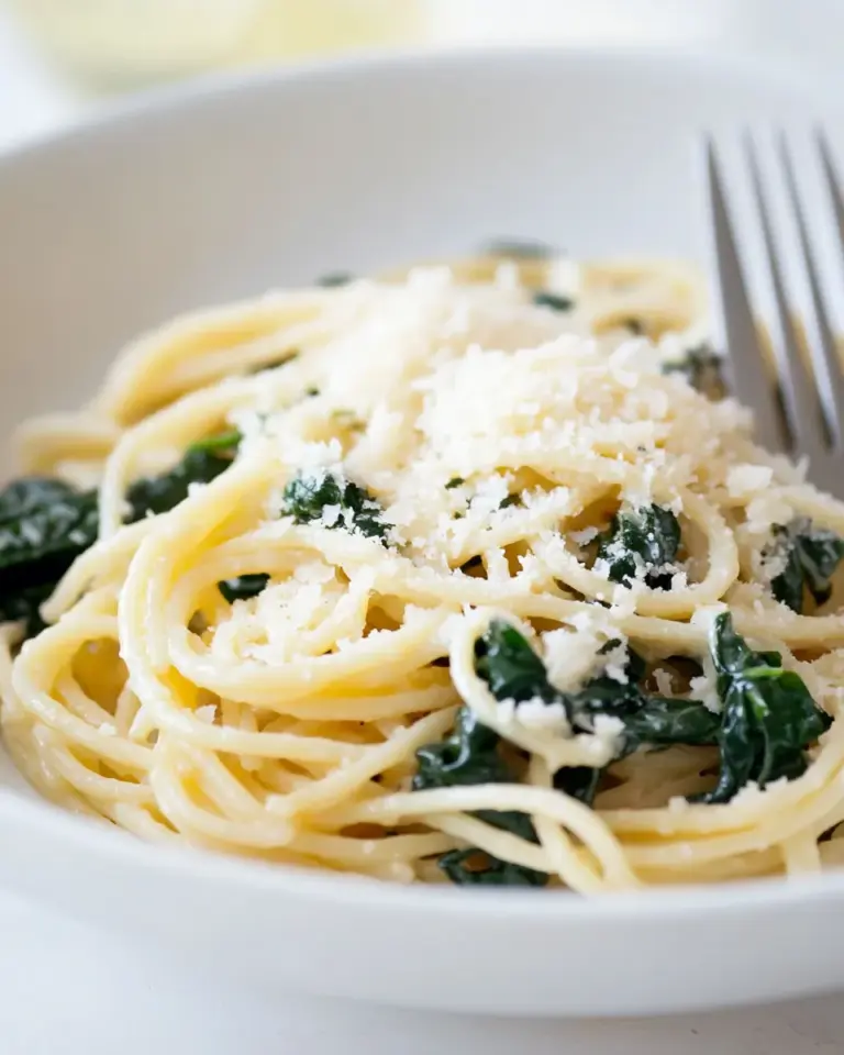 Homemade Spinach and Garlic Spaghetti with Pecorino photo