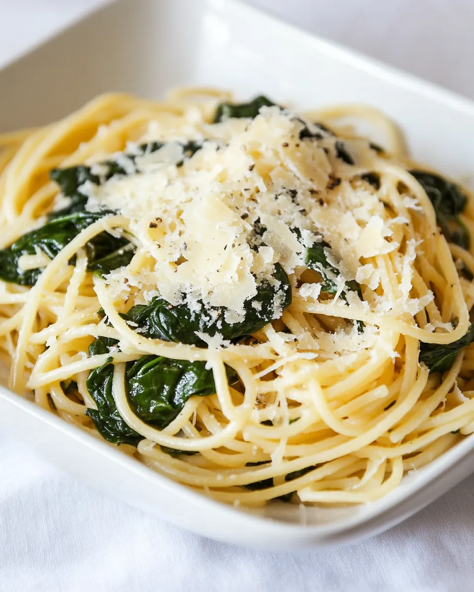Classic Spinach and Garlic Spaghetti with Pecorino image