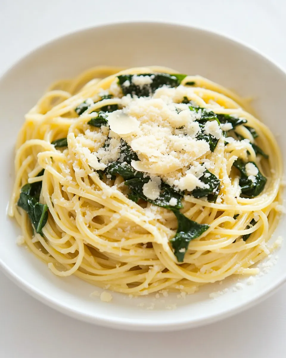 Easy Spinach and Garlic Spaghetti with Pecorino recipe image