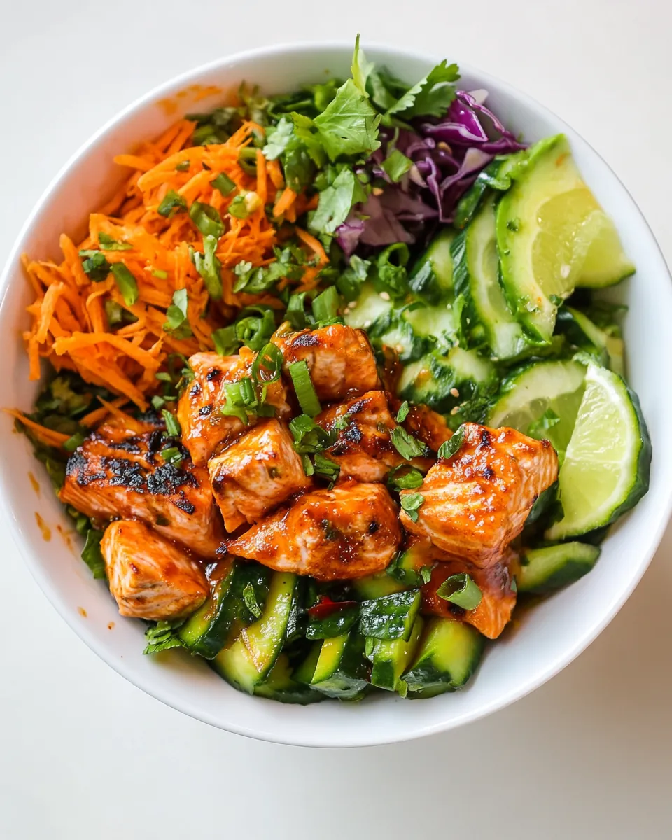 Delicious Sriracha Salmon Power Bowl shot