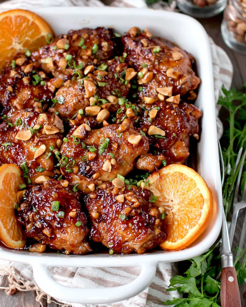 Easy Sticky Thai Peanut Orange Chicken (30 Minutes) food shot