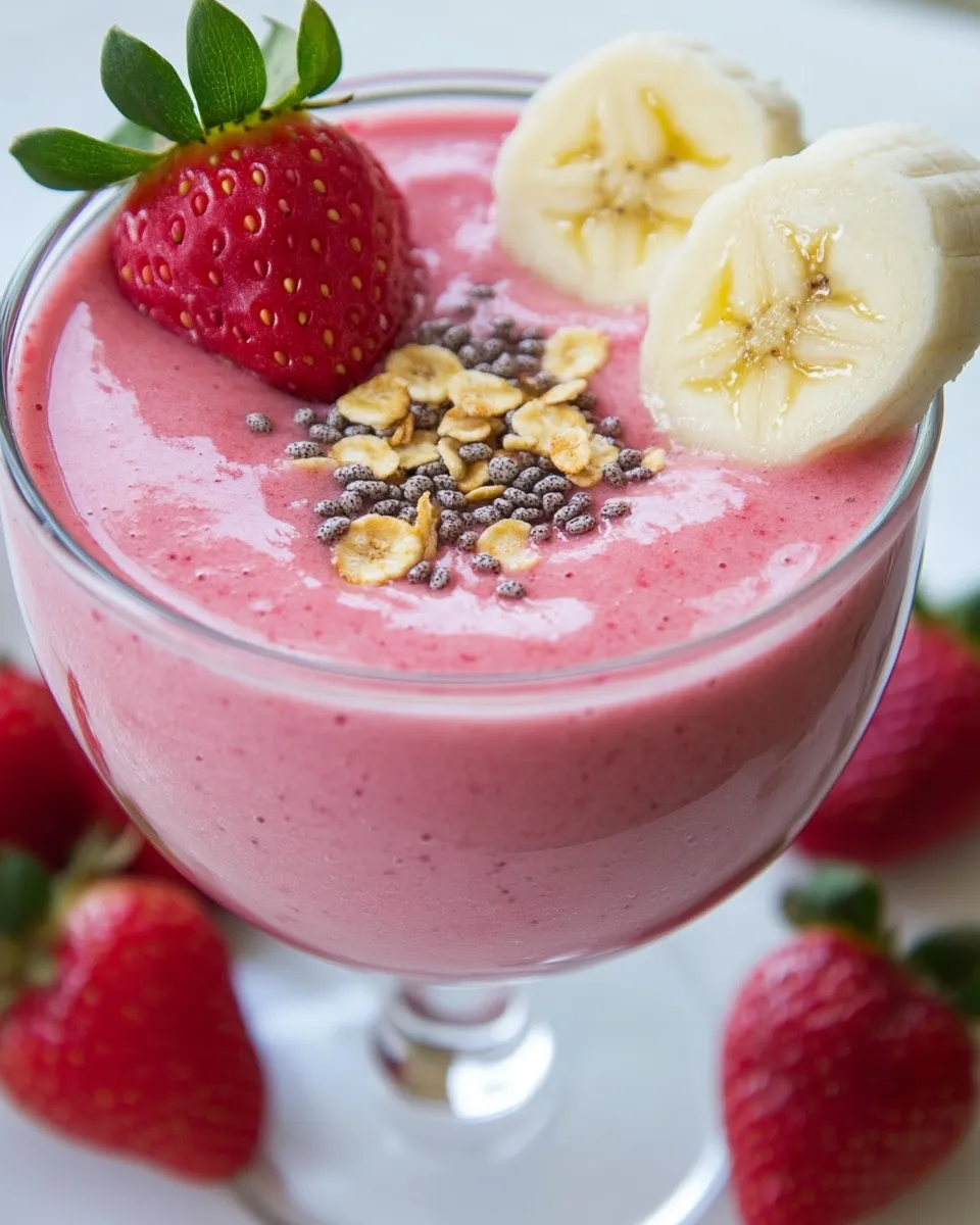Delicious Strawberry Banana Protein Smoothie shot