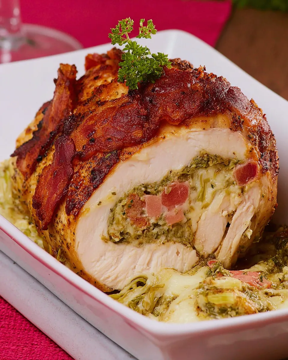 Homemade Stuffed Chicken Roll with Leek, Tomato and Cheese recipe photo