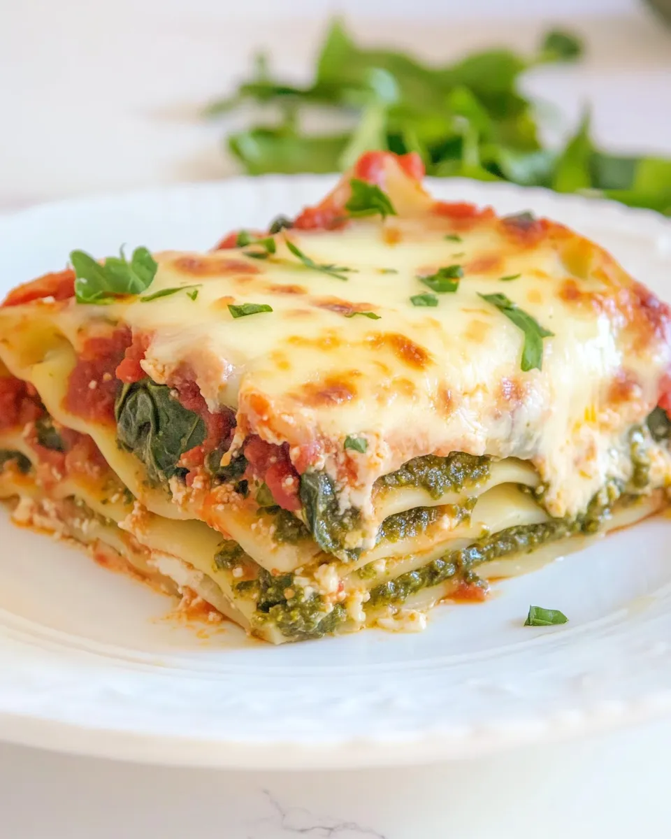 classic Super Fast Spinach, Pesto and Cheese Lasagna image