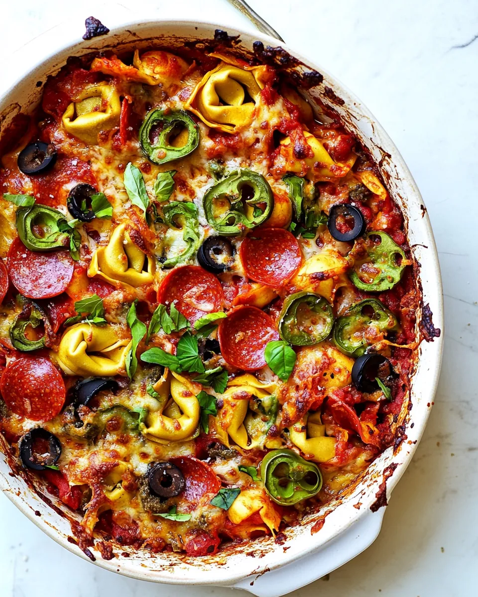 Easy Supreme Pizza Tortellini Bake recipe image