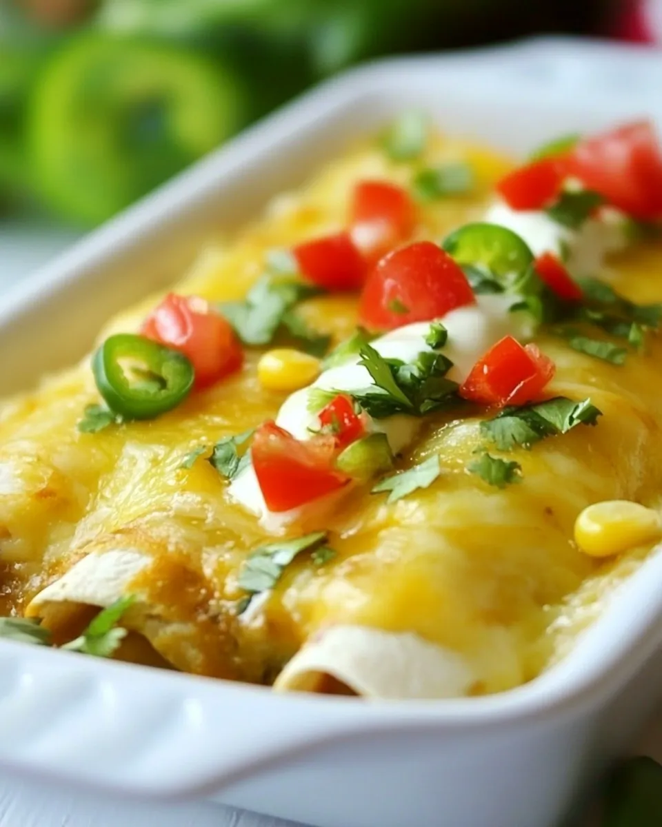 Delicious Sweet Corn and Chicken Enchiladas shot