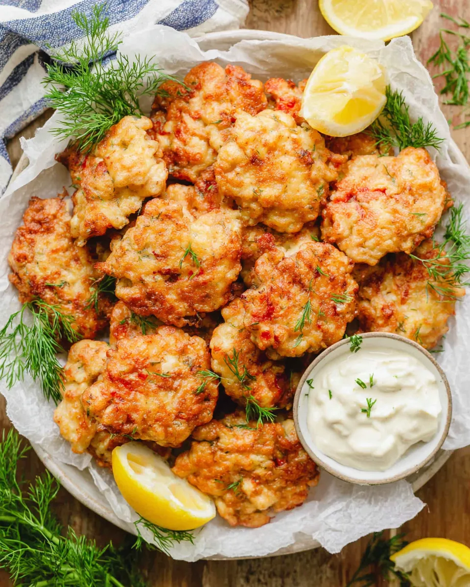 Easy Tender Chicken Fritters food shot