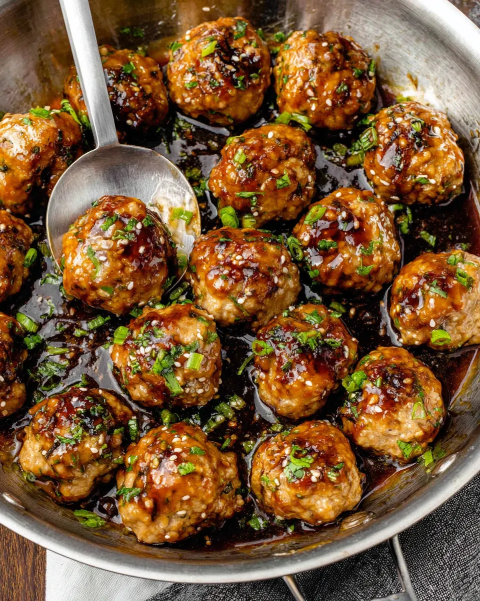 Delicious Teriyaki Chicken Meatballs food shot