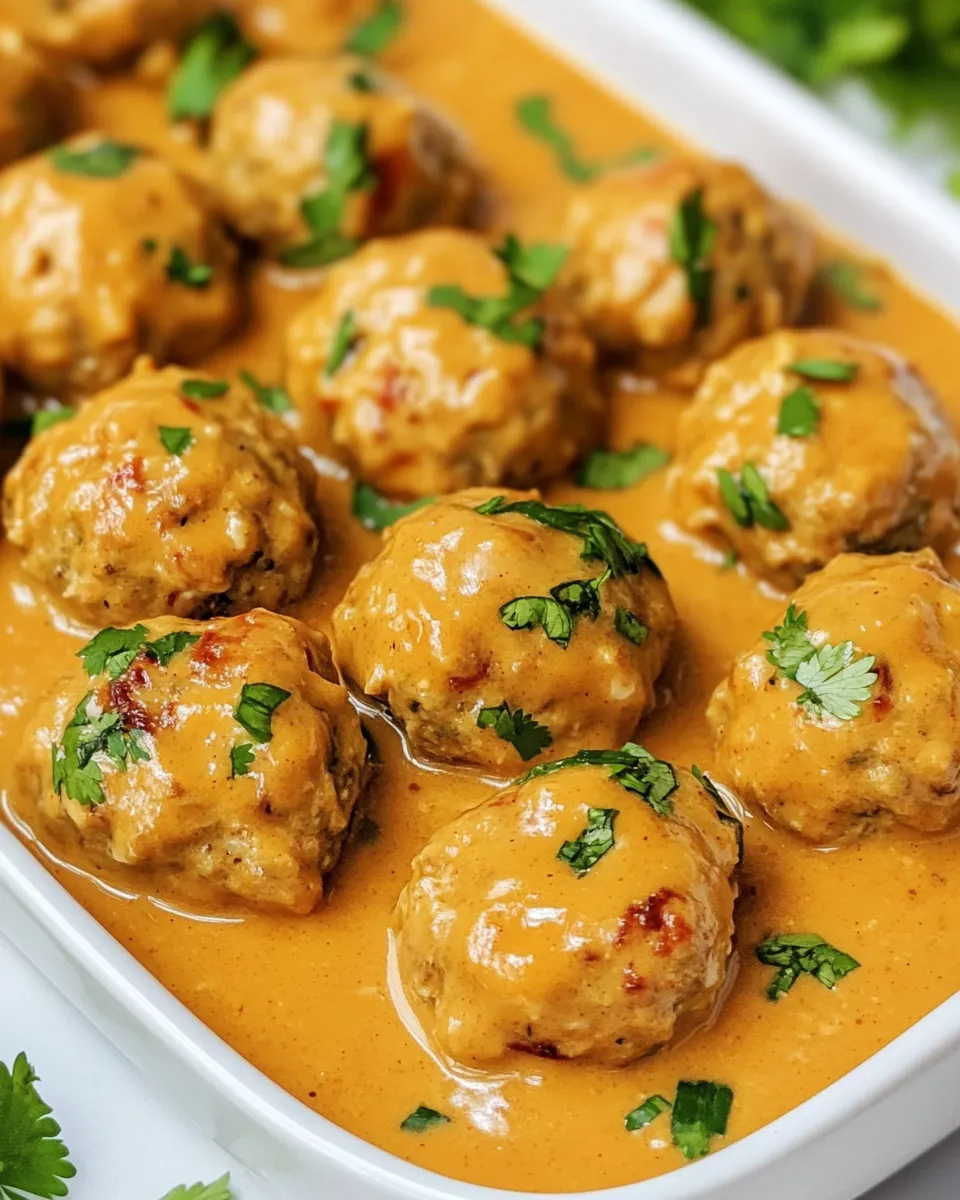 Easy Thai Chicken Meatballs with Peanut Sauce recipe image