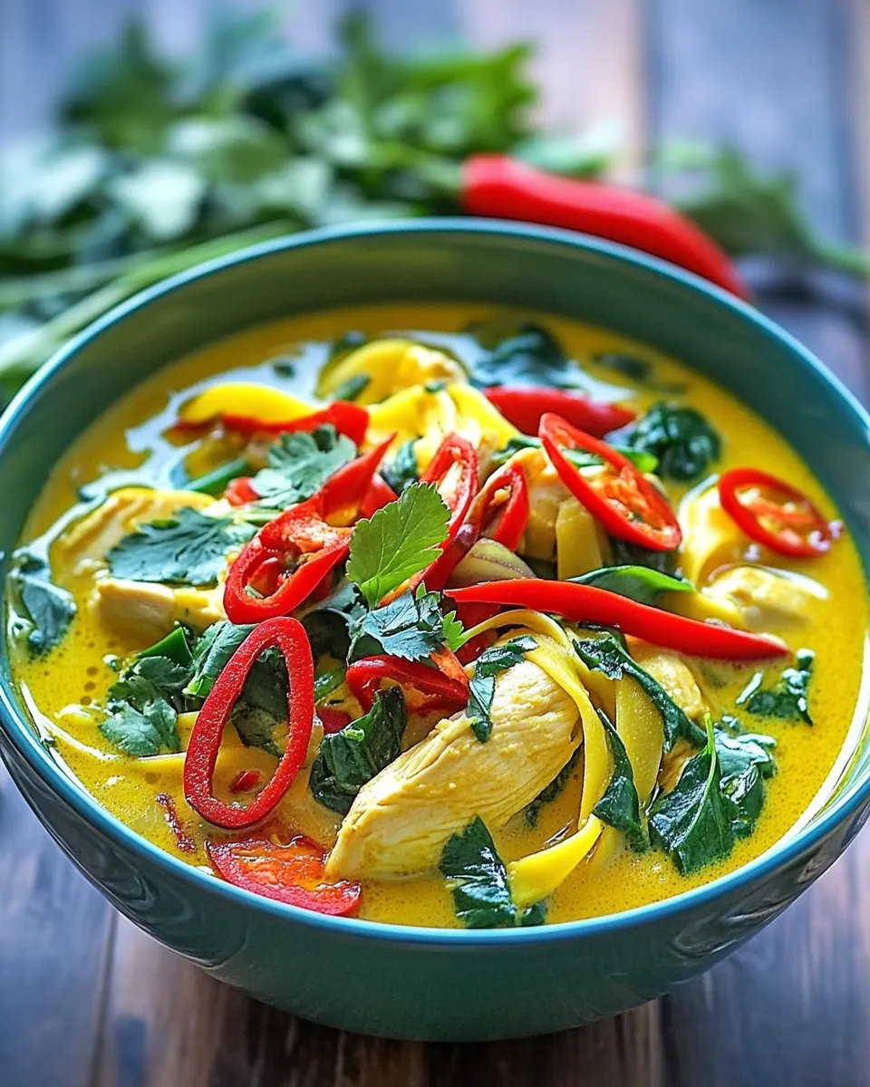 Delicious Thai Coconut Curry Chicken Soup dish photo