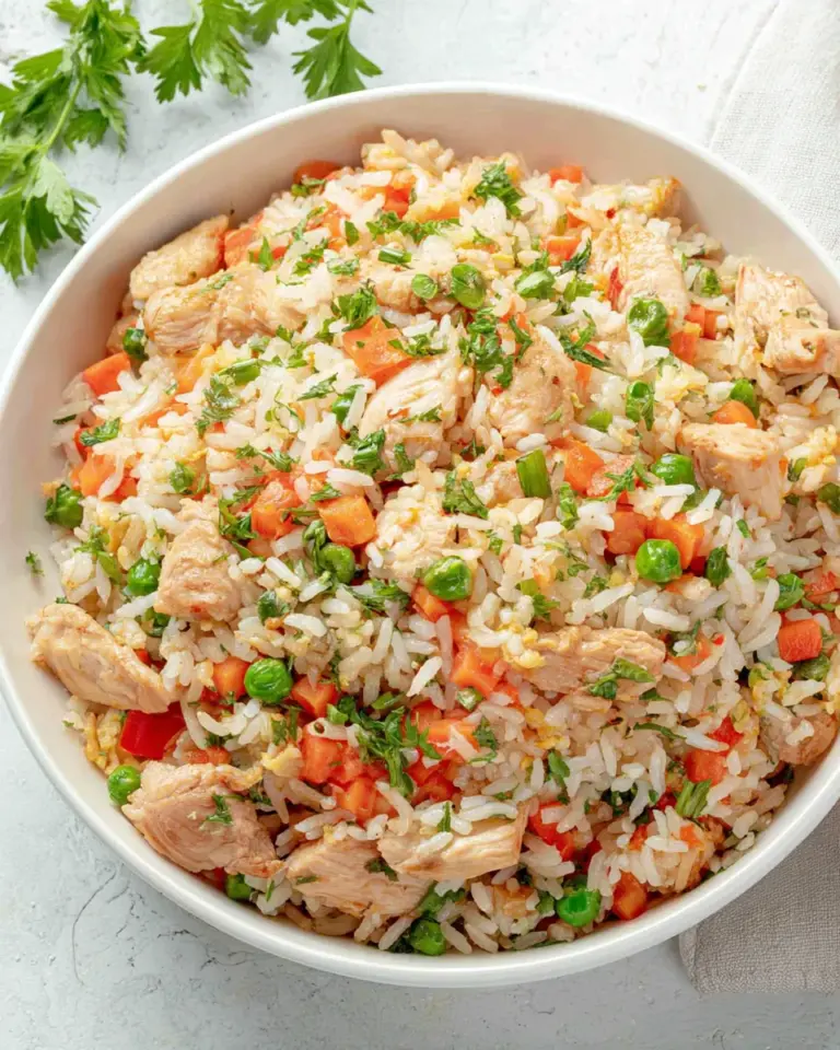 Homemade Thai Fried Rice with Chicken and Vegetables photo