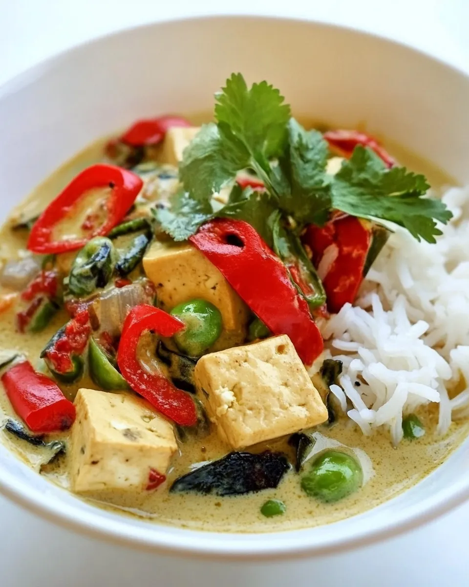 Delicious Thai Green Tofu Curry dish photo