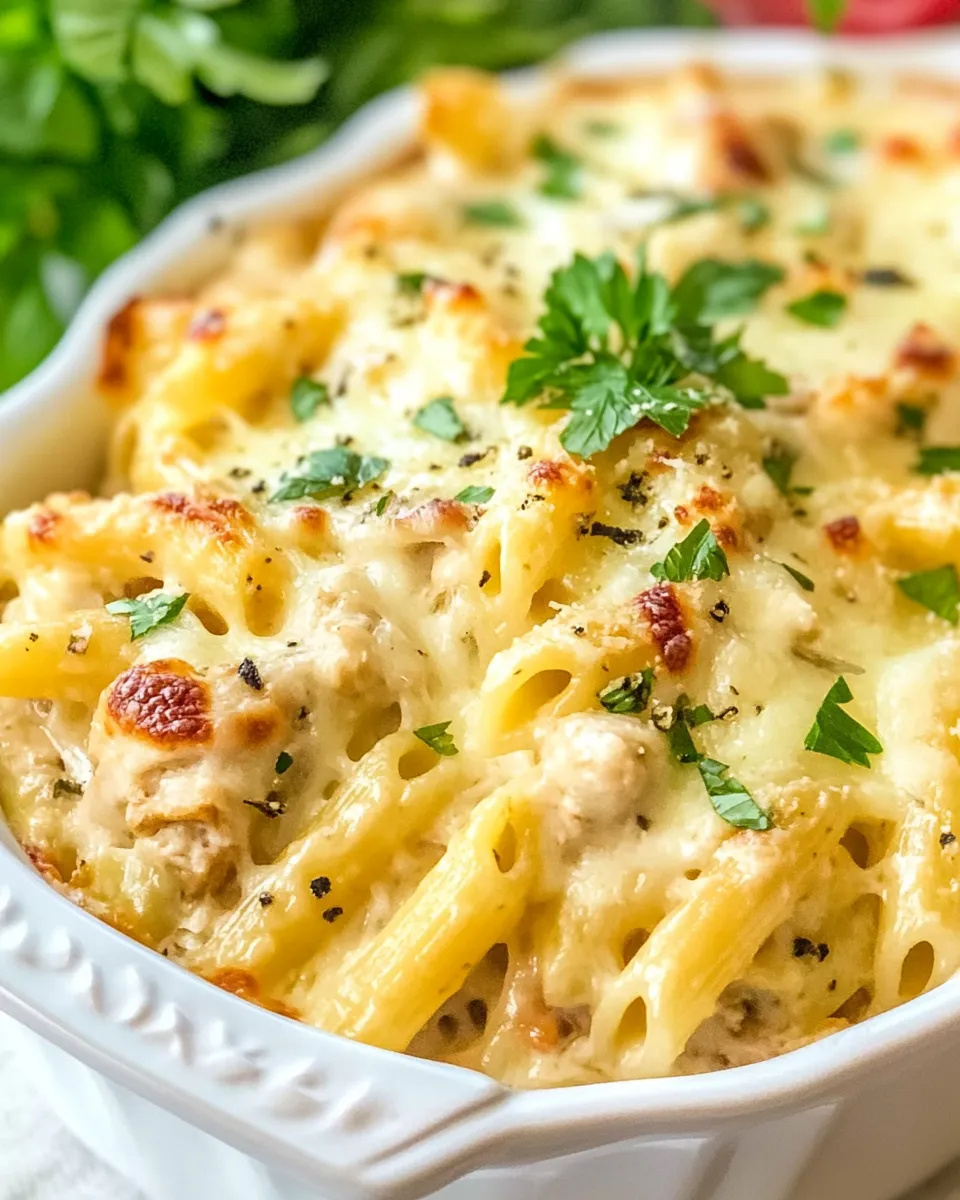 Delicious Three Cheese Chicken Penne Florentine dish photo