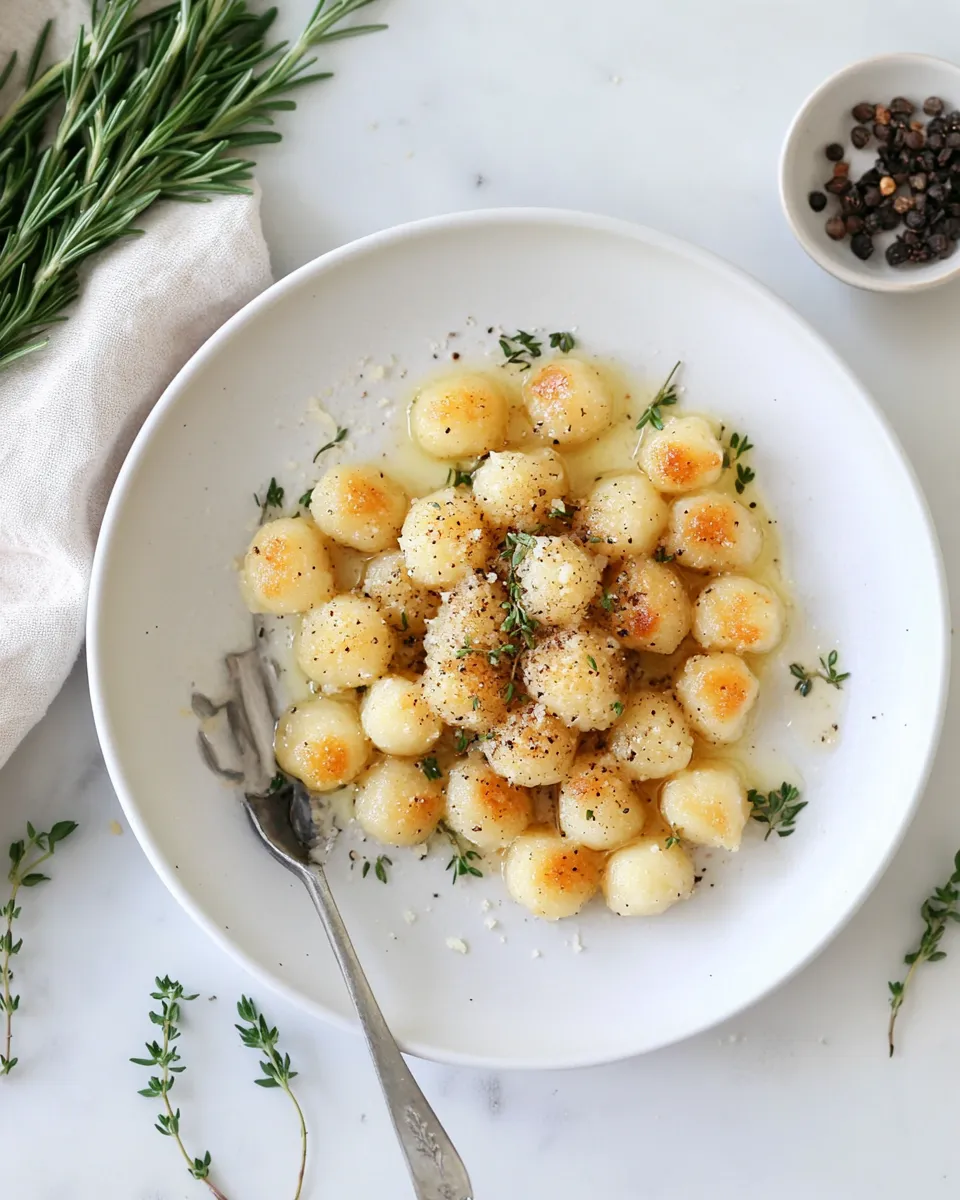 easy Toasted Gnocchi with Herb Brown Butter. plate image